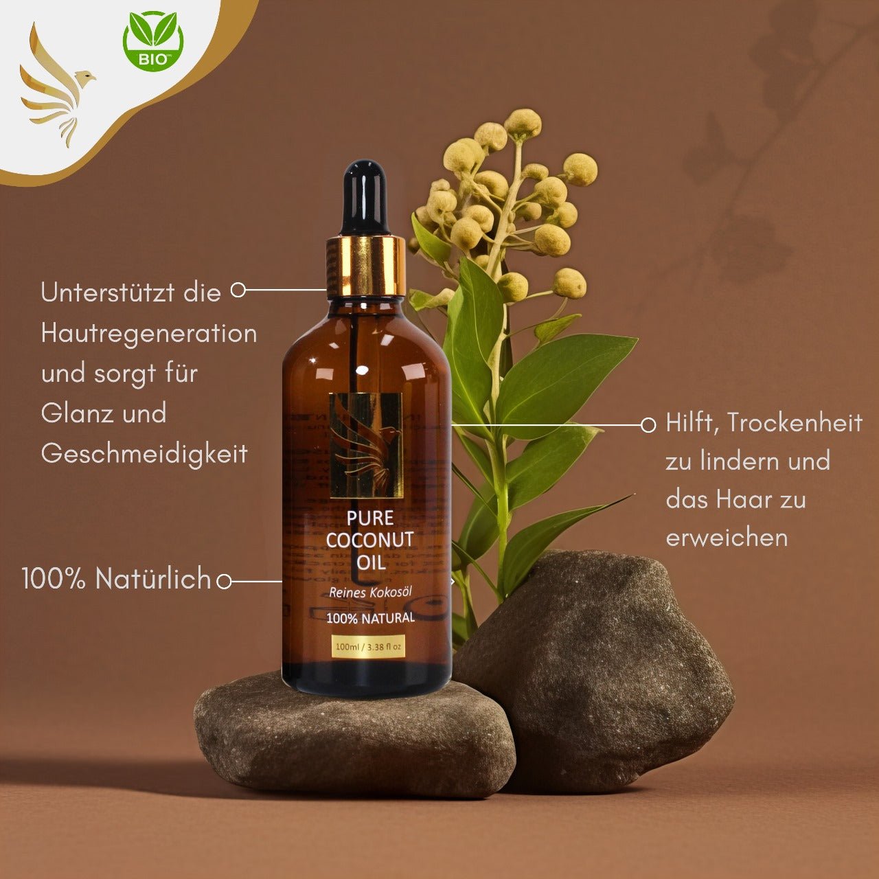 Veganes Gesichts - und Haarserum aus 100% natürlichen Inhaltsstoffen Reines Kokosöl 100 ml - RawenWtls GmbH