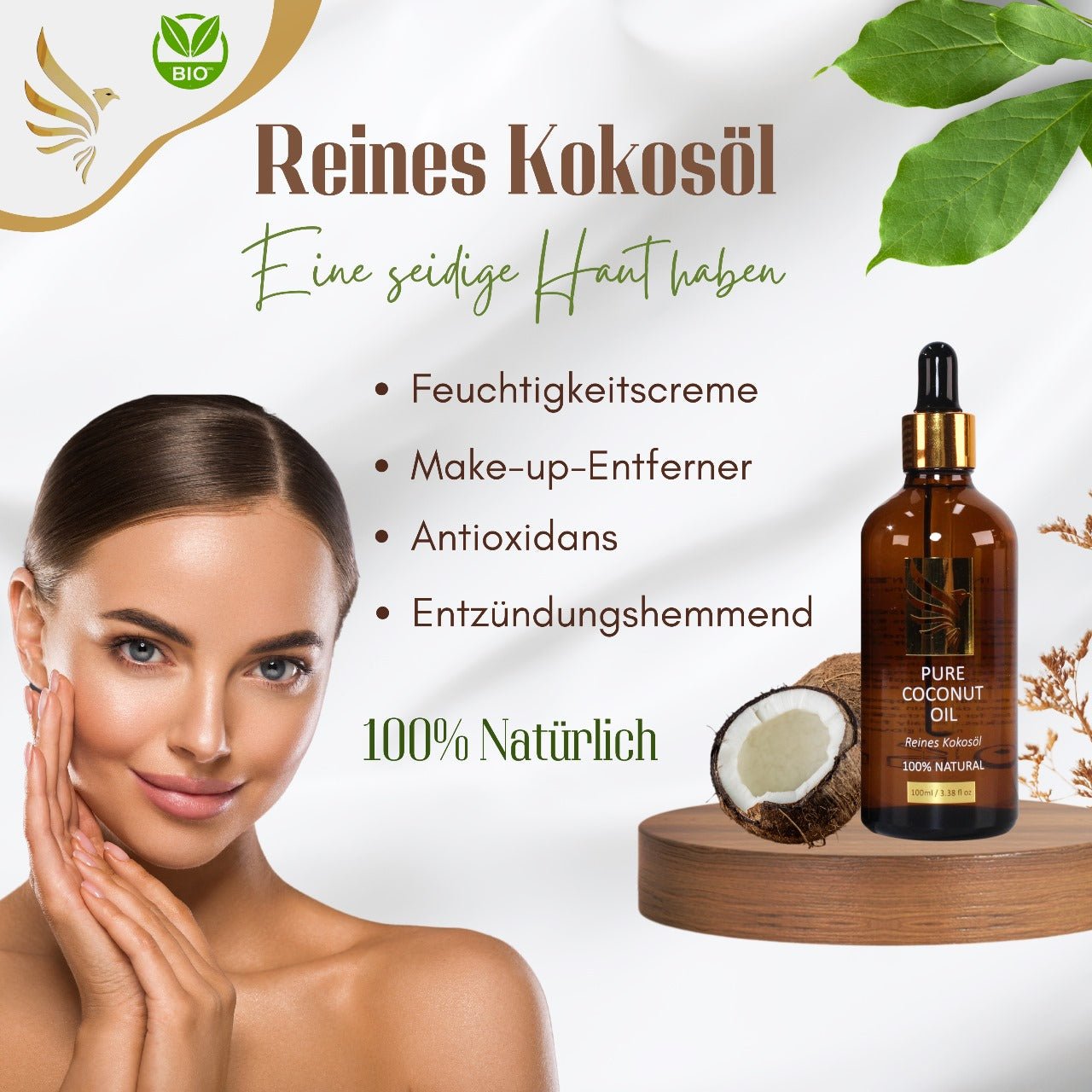 Veganes Gesichts - und Haarserum aus 100% natürlichen Inhaltsstoffen Reines Kokosöl 100 ml - RawenWtls GmbH